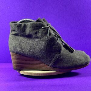 Dr. Scholl's Women's Grey Dakota Lace Up Wedge Bootie Shoe Size 8.5